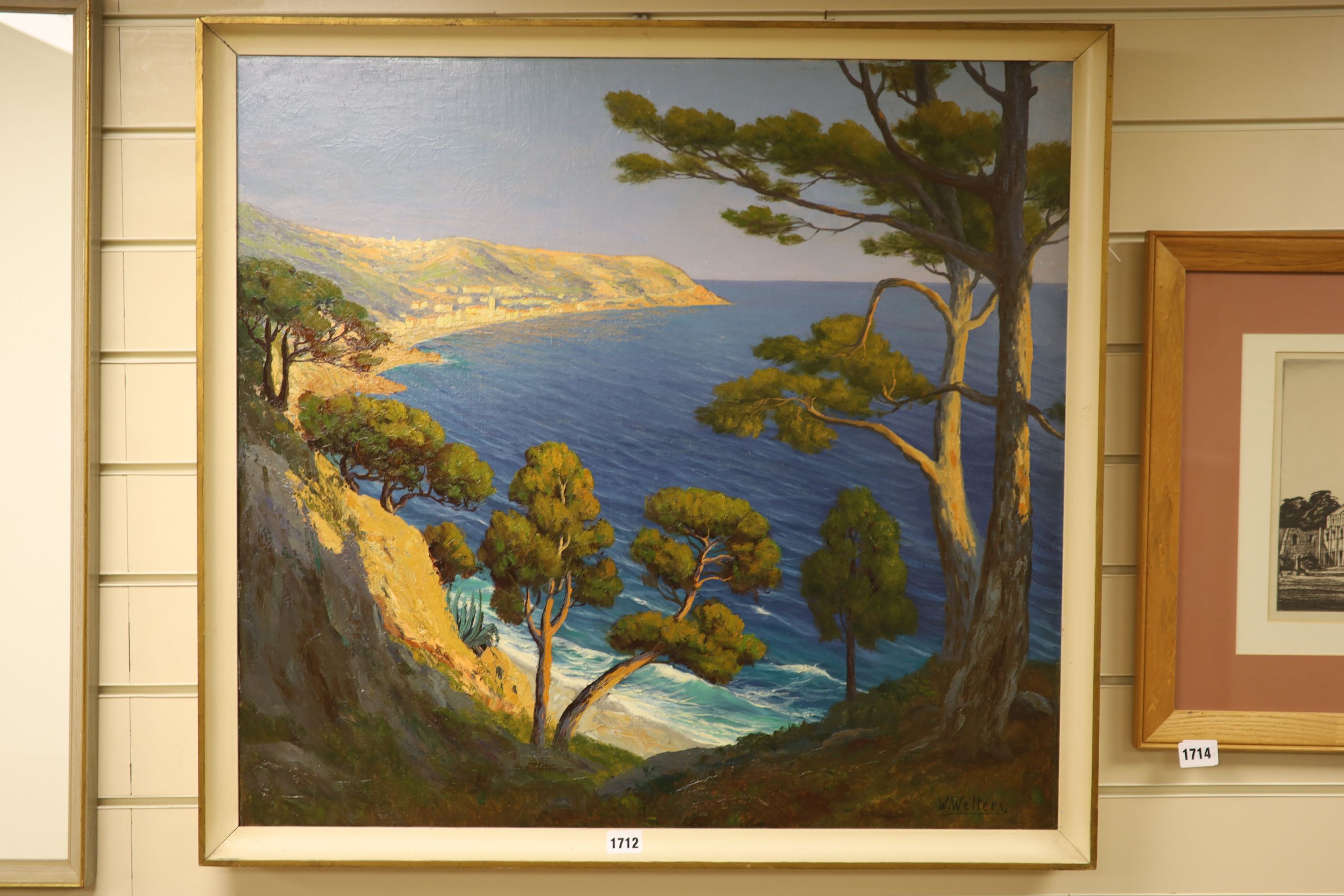 Willem Welters (1881-1972), Pine trees on the mediterranean coast, oil on canvas, 68 x 73cm